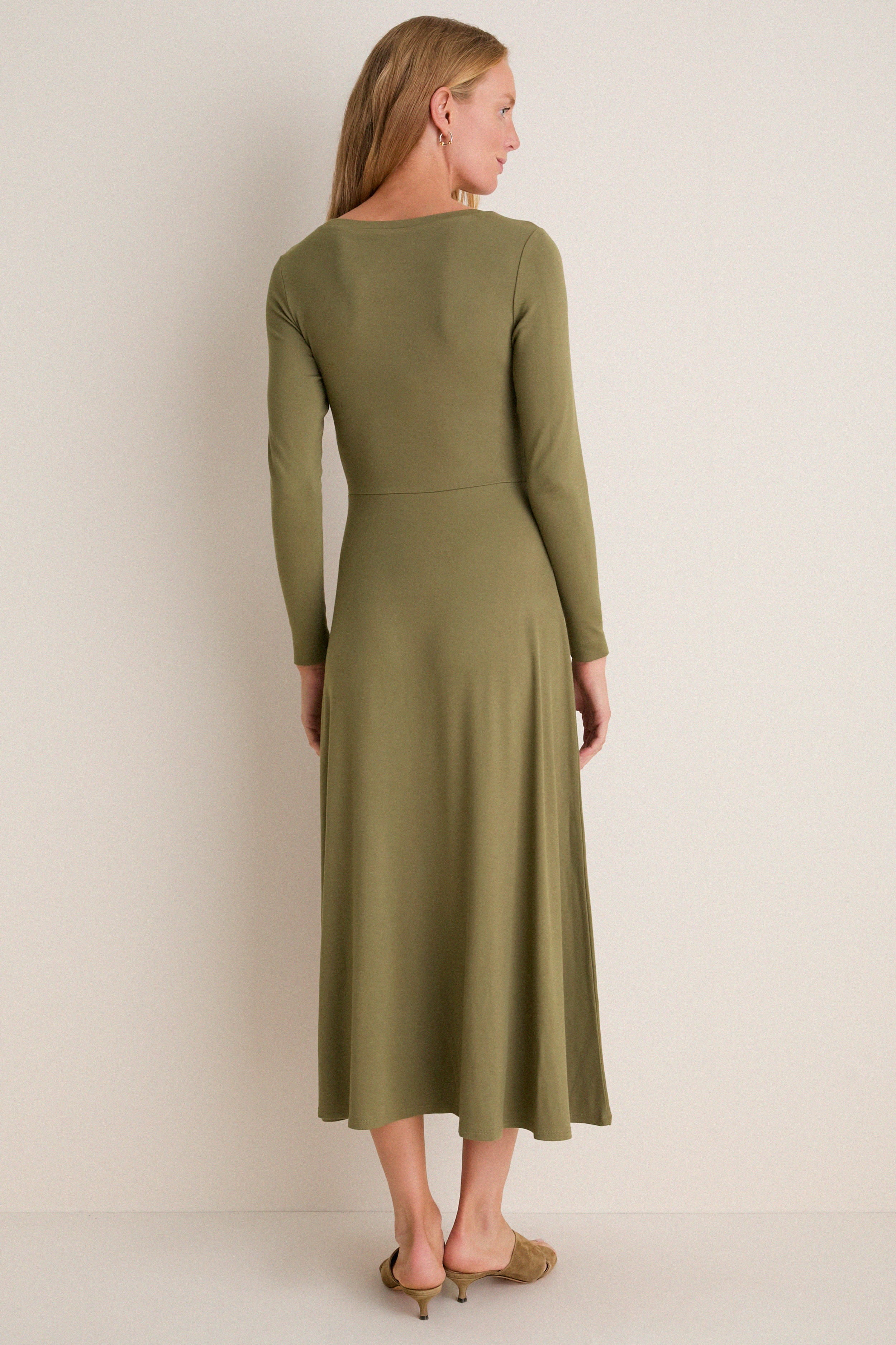 Burnt Olive Long Sleeve Sara Maxi Dress