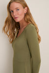 Burnt Olive Long Sleeve Sara Maxi Dress