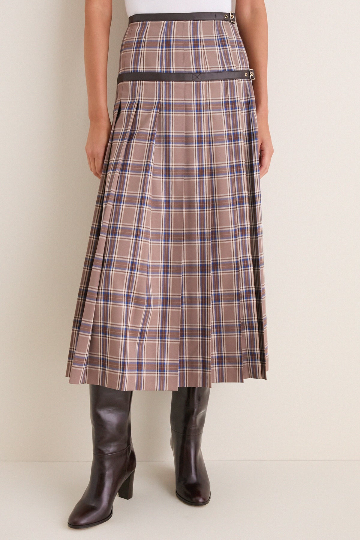 Middleburg Plaid Middleton Buckle Midi Skirt