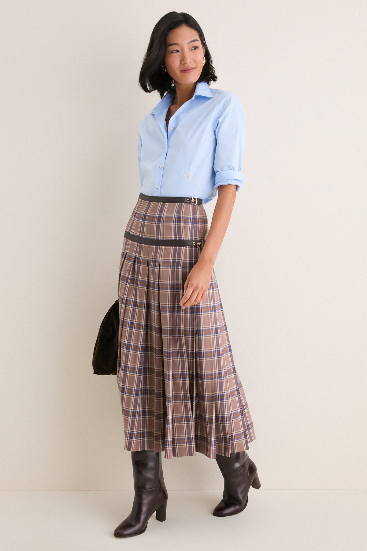 Middleburg Plaid Middleton Buckle Midi Skirt