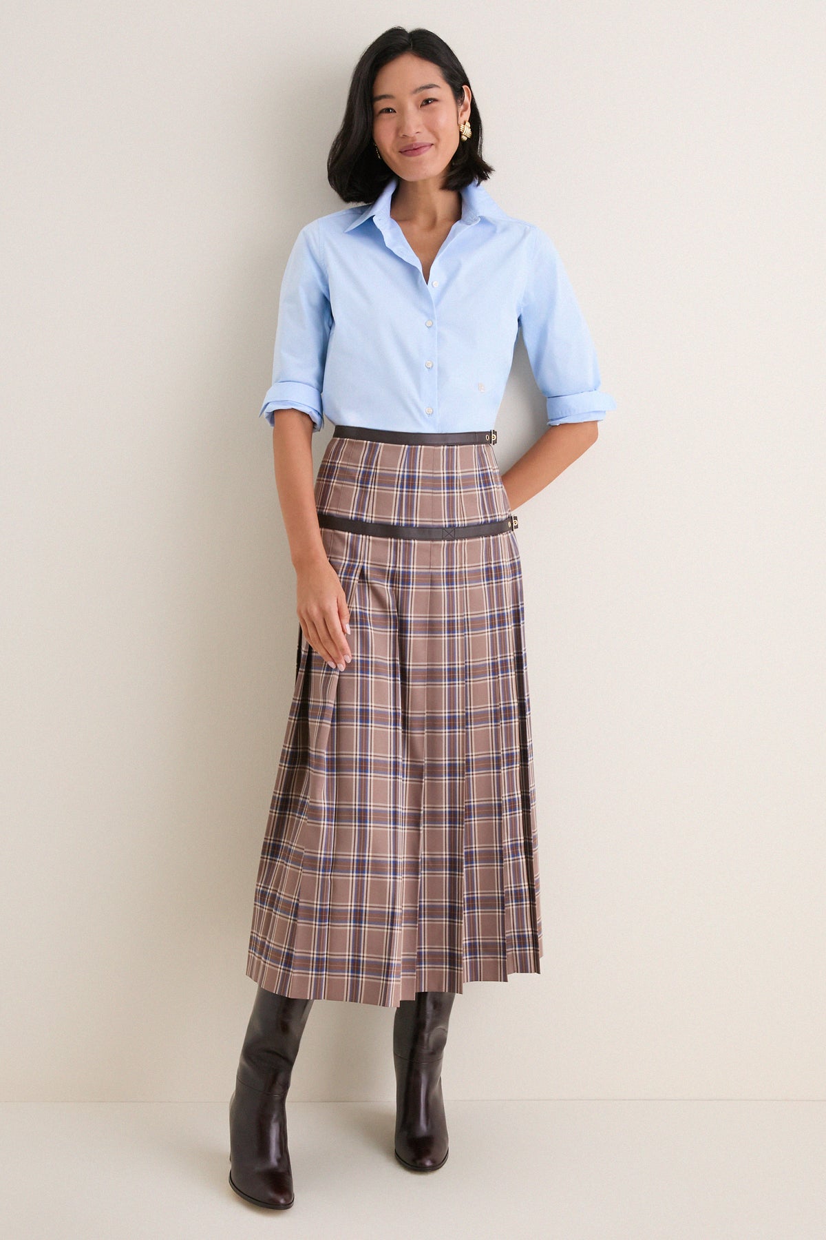 Middleburg Plaid Middleton Buckle Midi Skirt