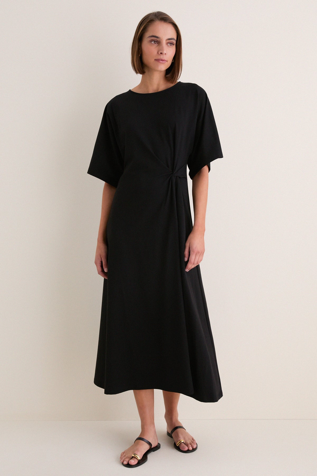 Black Jersey Lisette Midi Dress