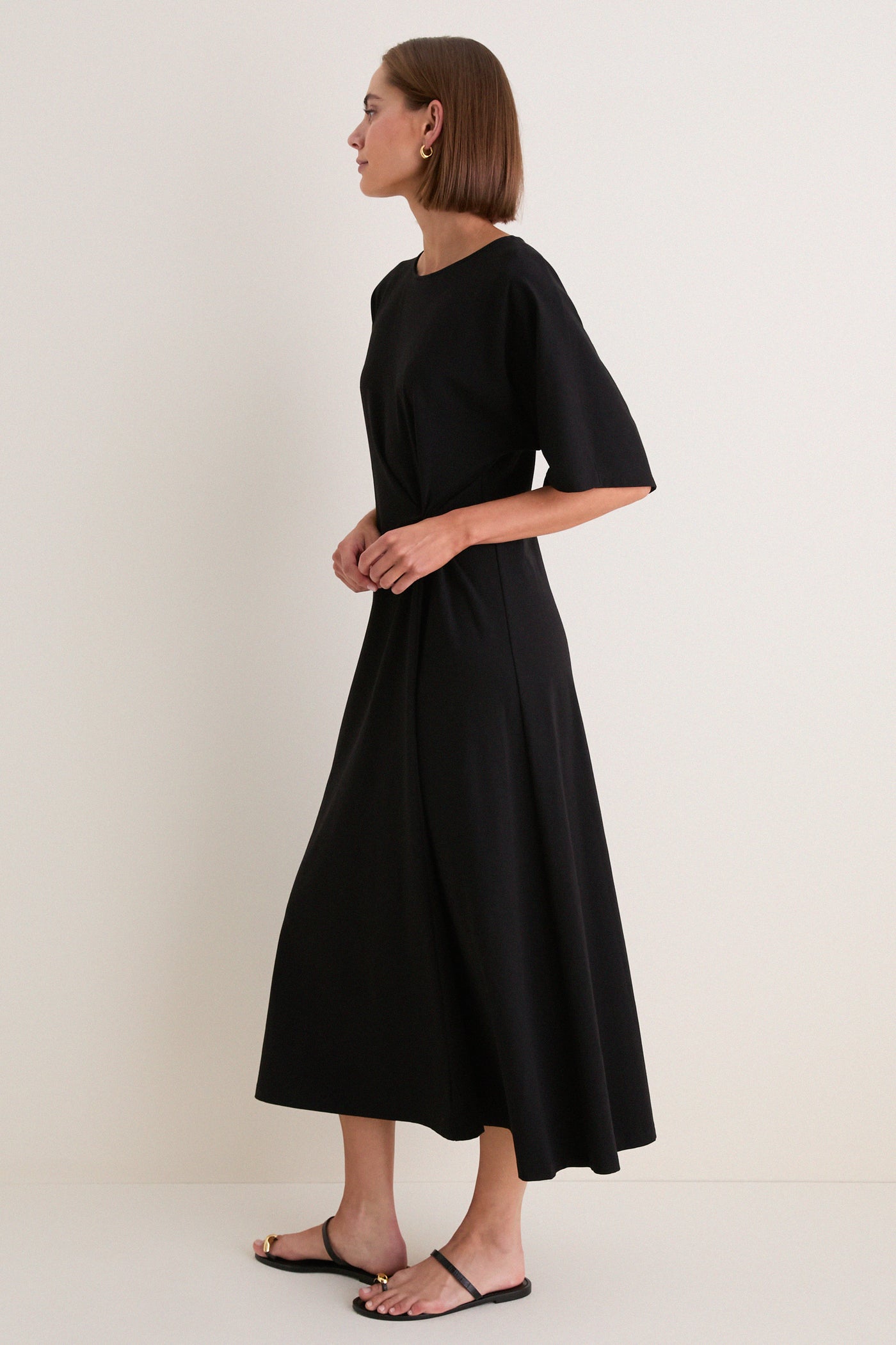 Black Jersey Lisette Midi Dress