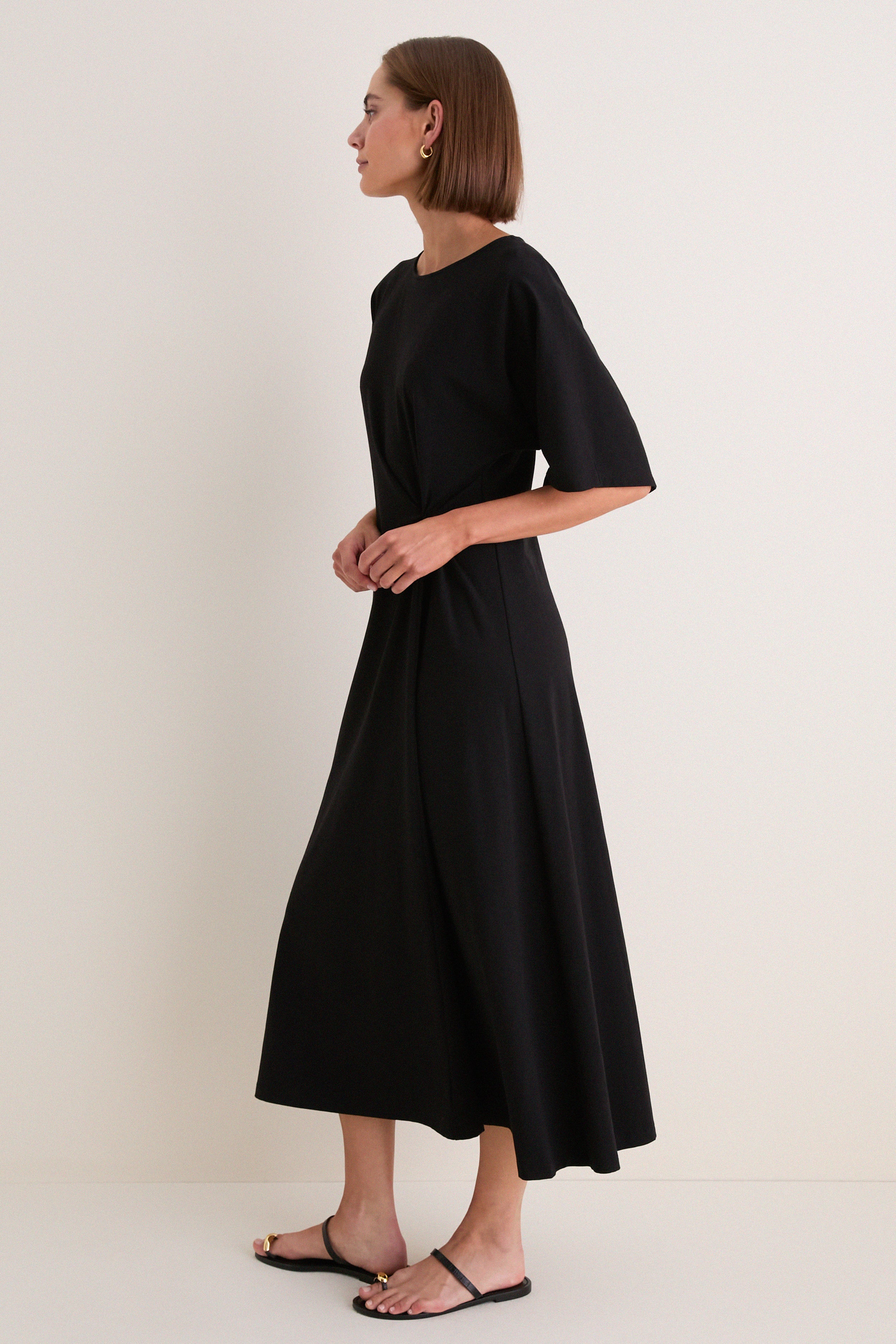 Black Jersey Lisette Midi Dress