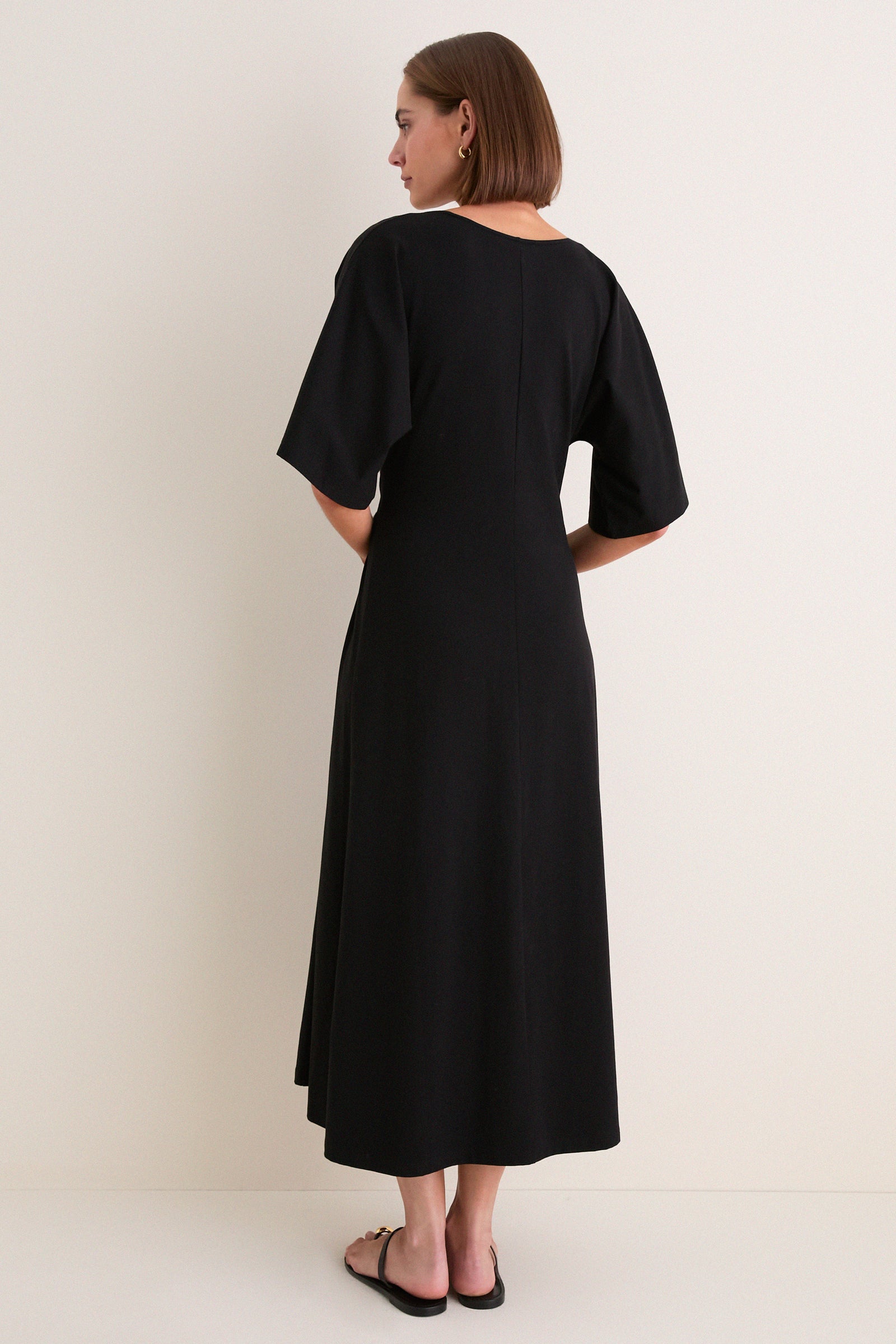 Black Jersey Lisette Midi Dress
