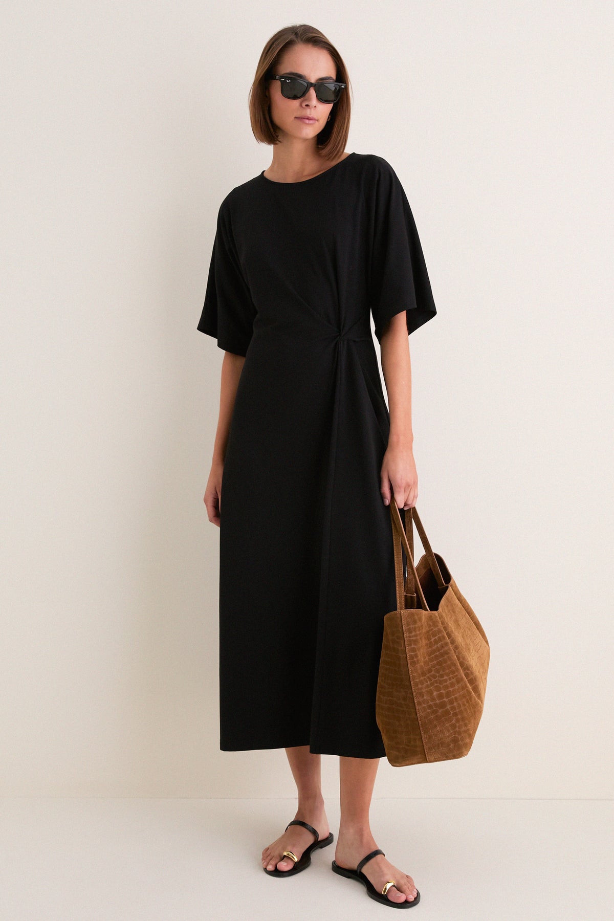 Black Jersey Lisette Midi Dress