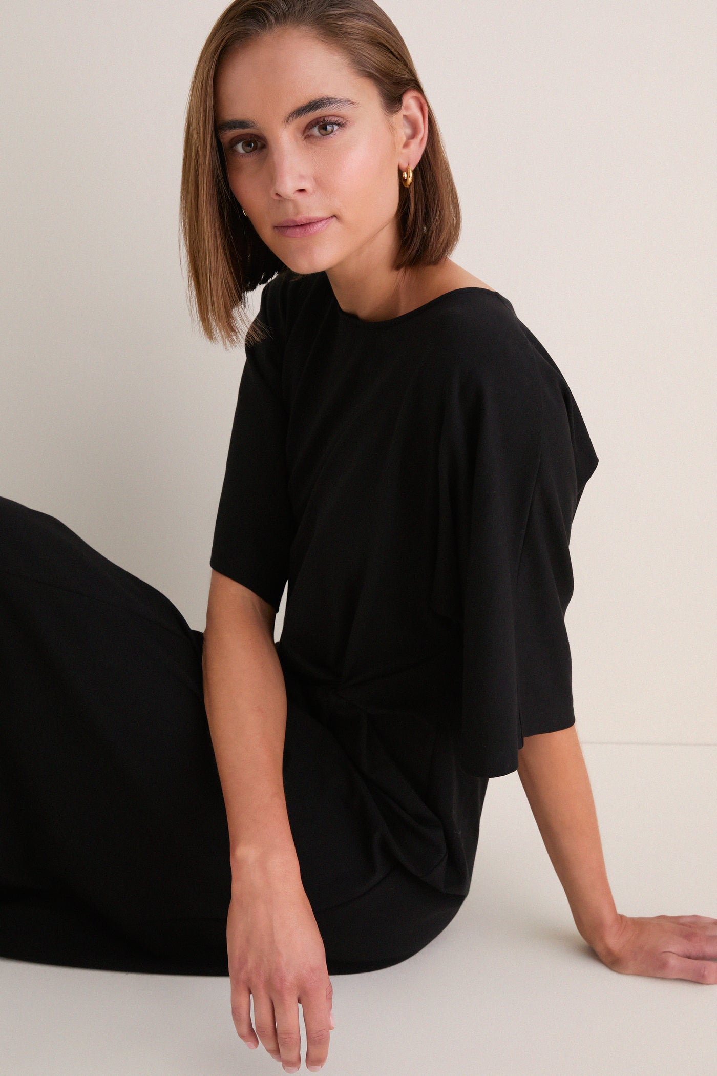 Black Jersey Lisette Midi Dress