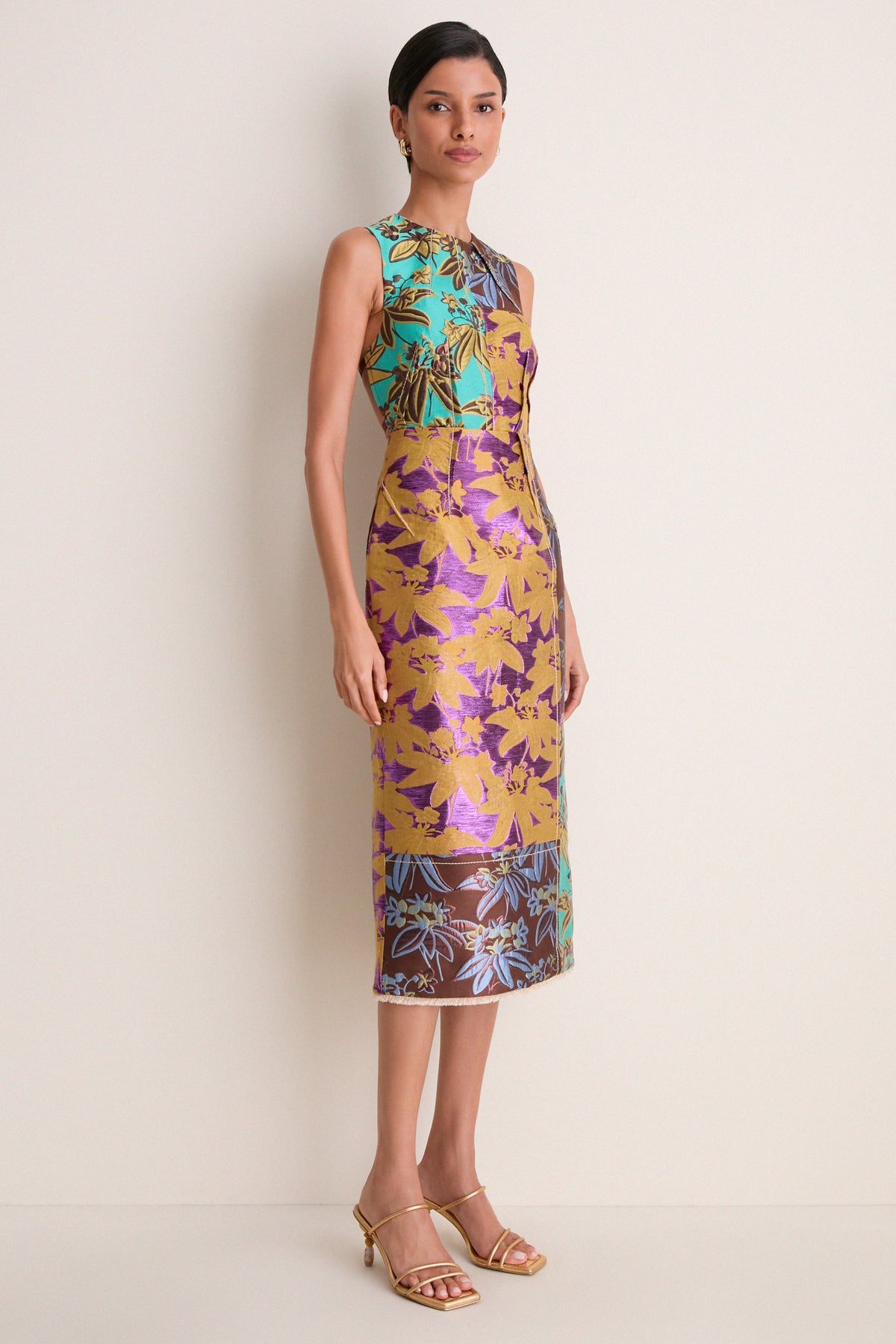 Multi Bodie Jacquard Midi Gown