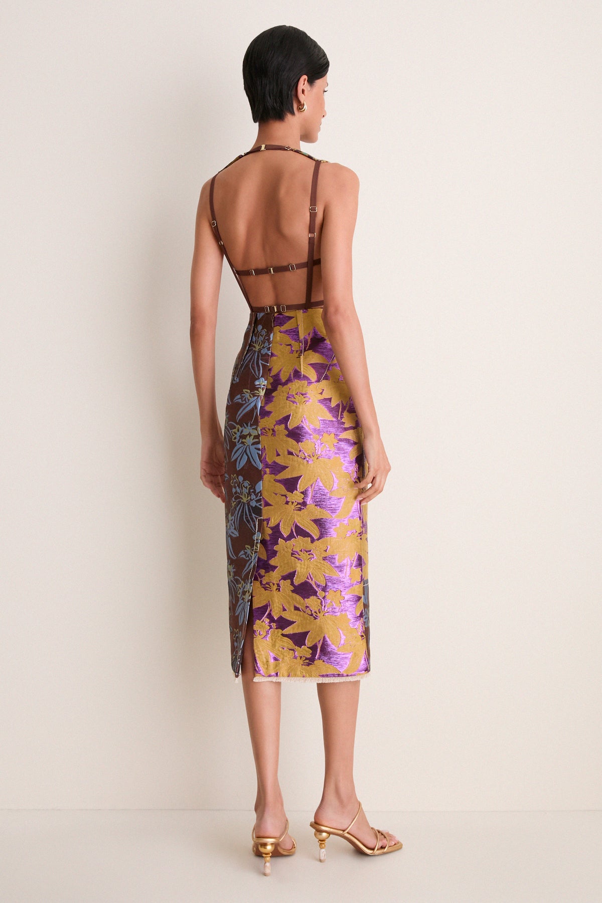 Multi Bodie Jacquard Midi Gown