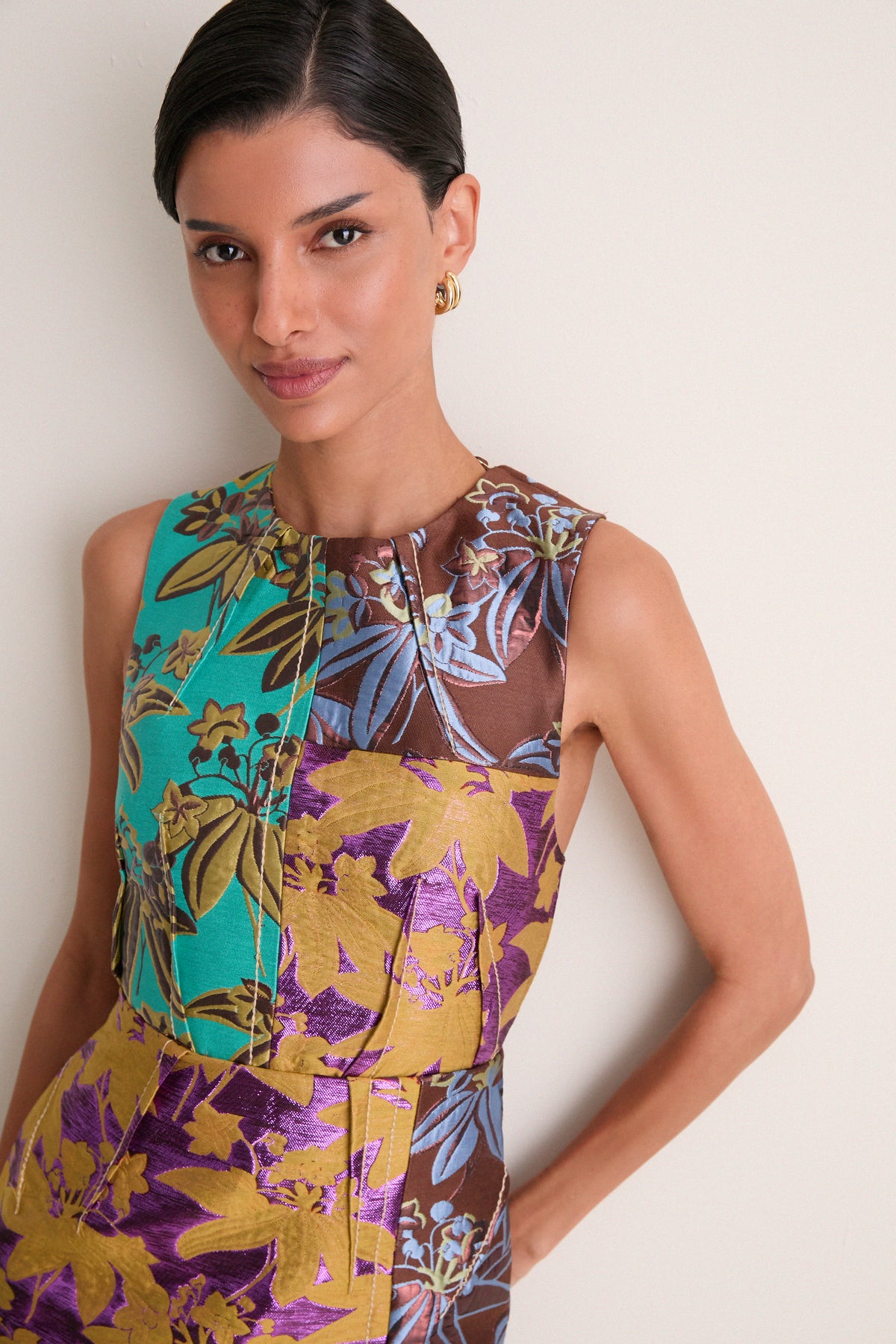Multi Bodie Jacquard Midi Gown