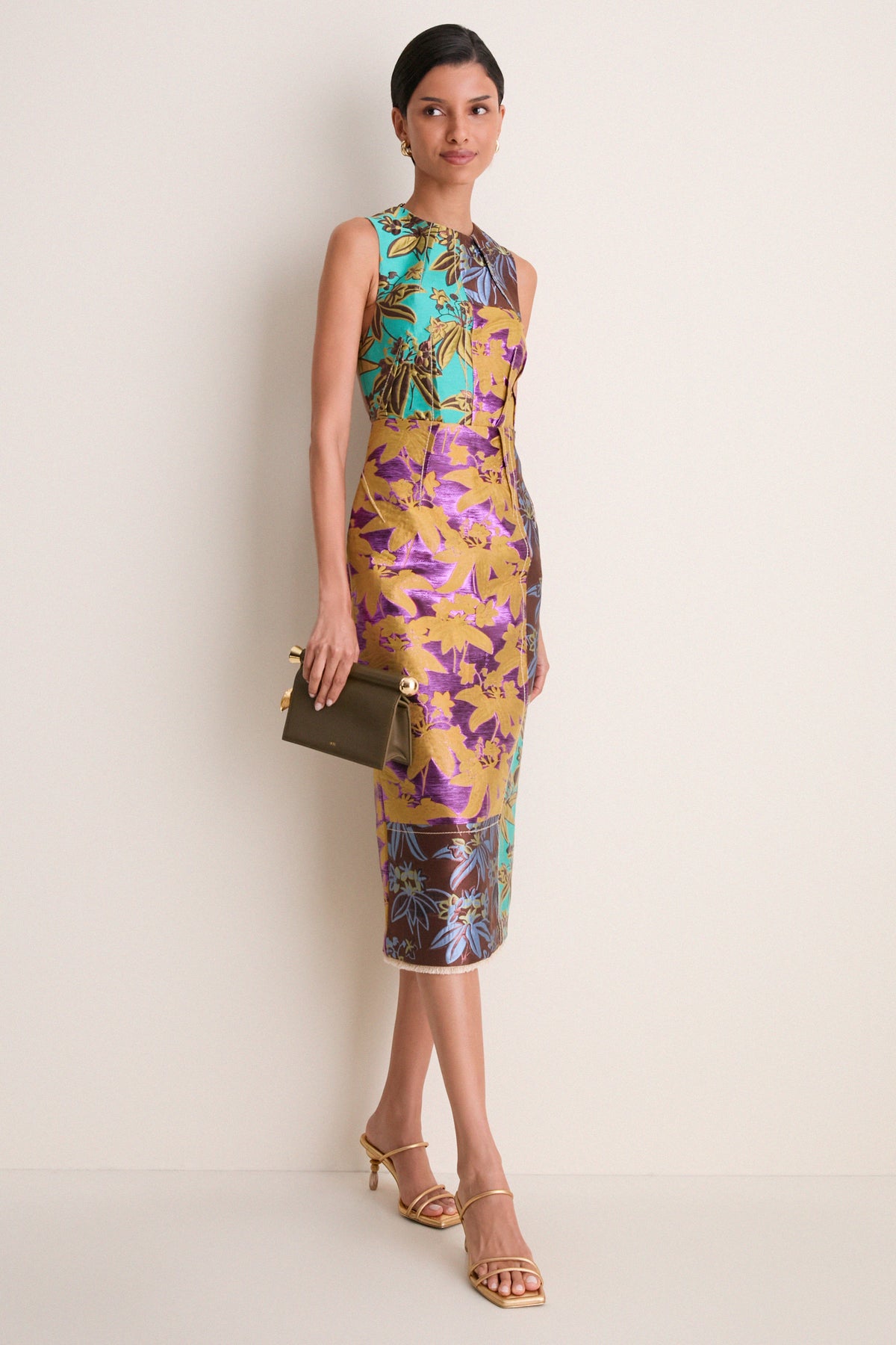 Multi Bodie Jacquard Midi Gown