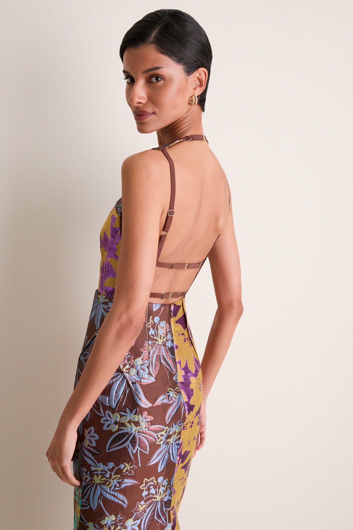 Multi Bodie Jacquard Midi Gown