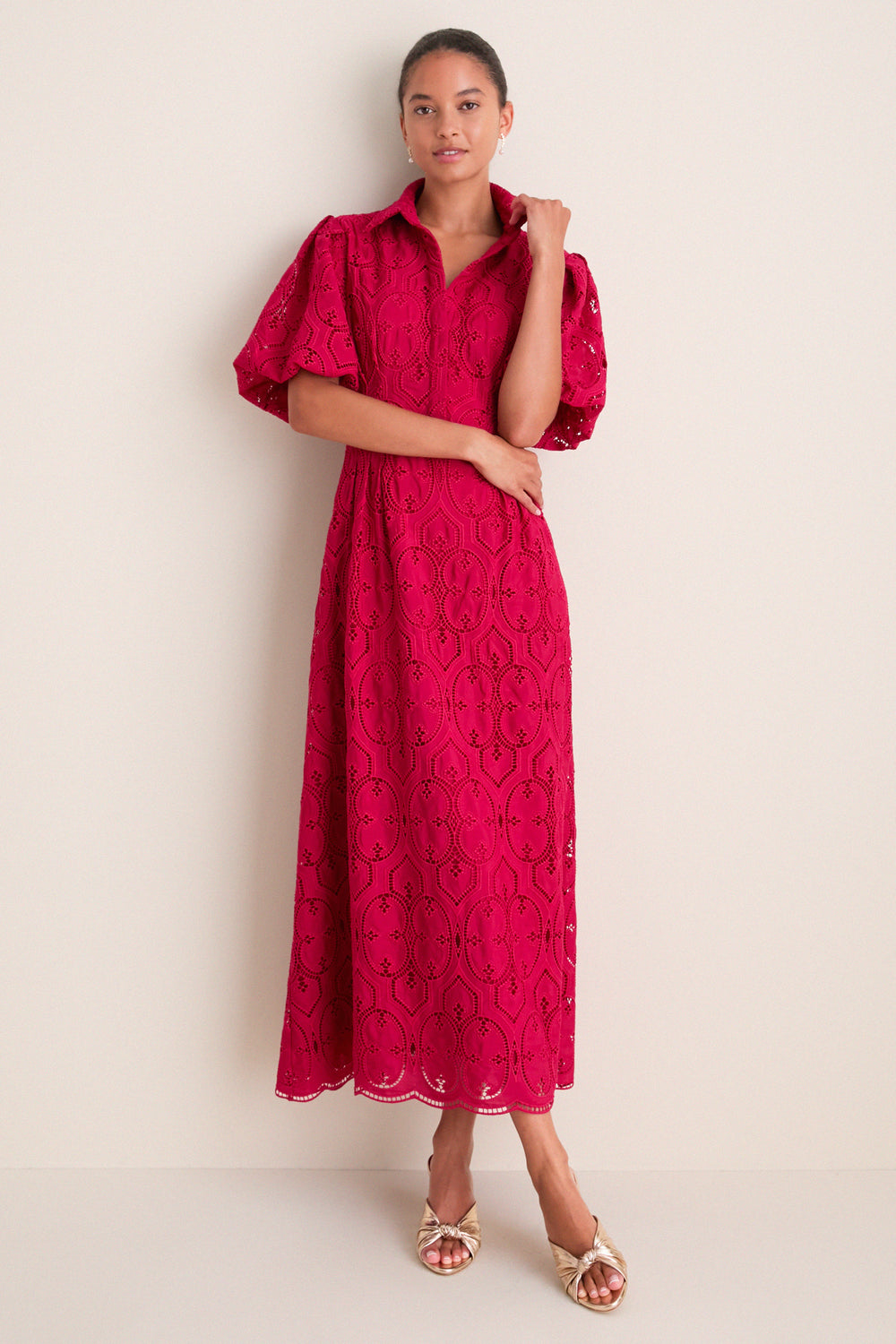 Red Bud Eyelet Delaney Dress