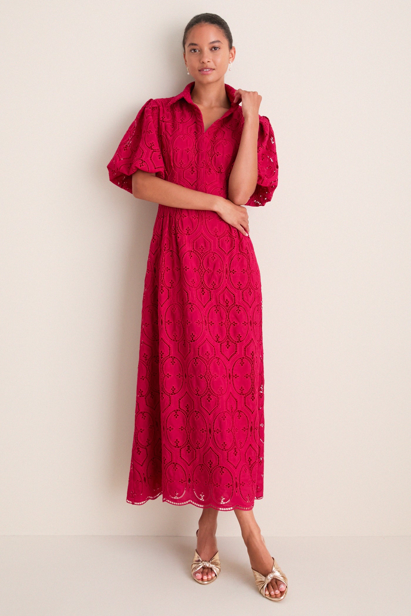 Red Bud Eyelet Delaney Dress