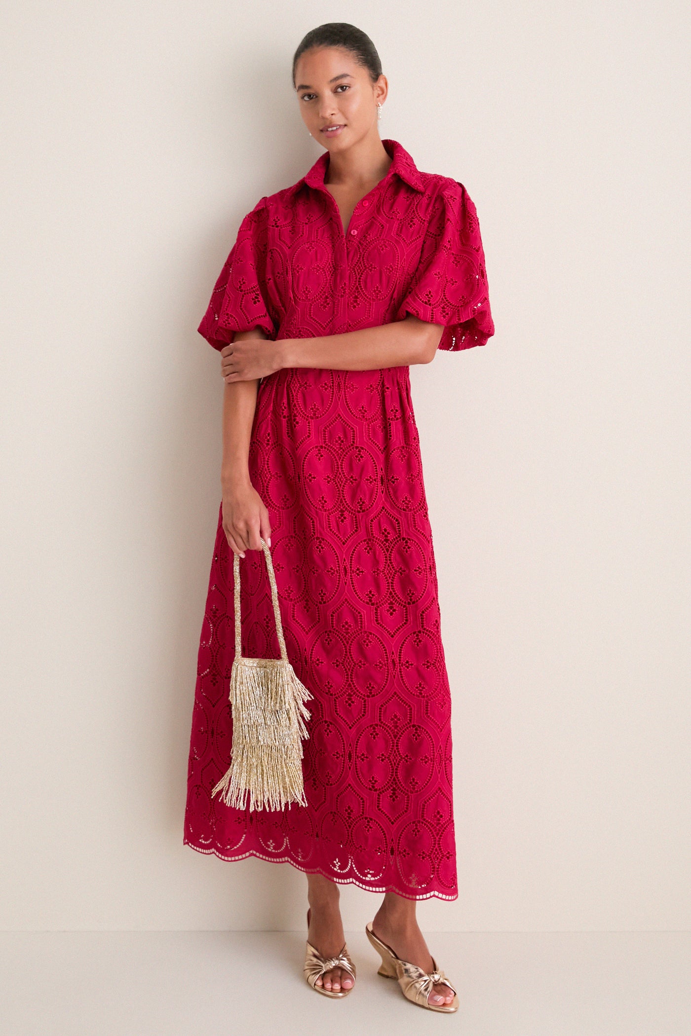 Red Bud Eyelet Delaney Dress