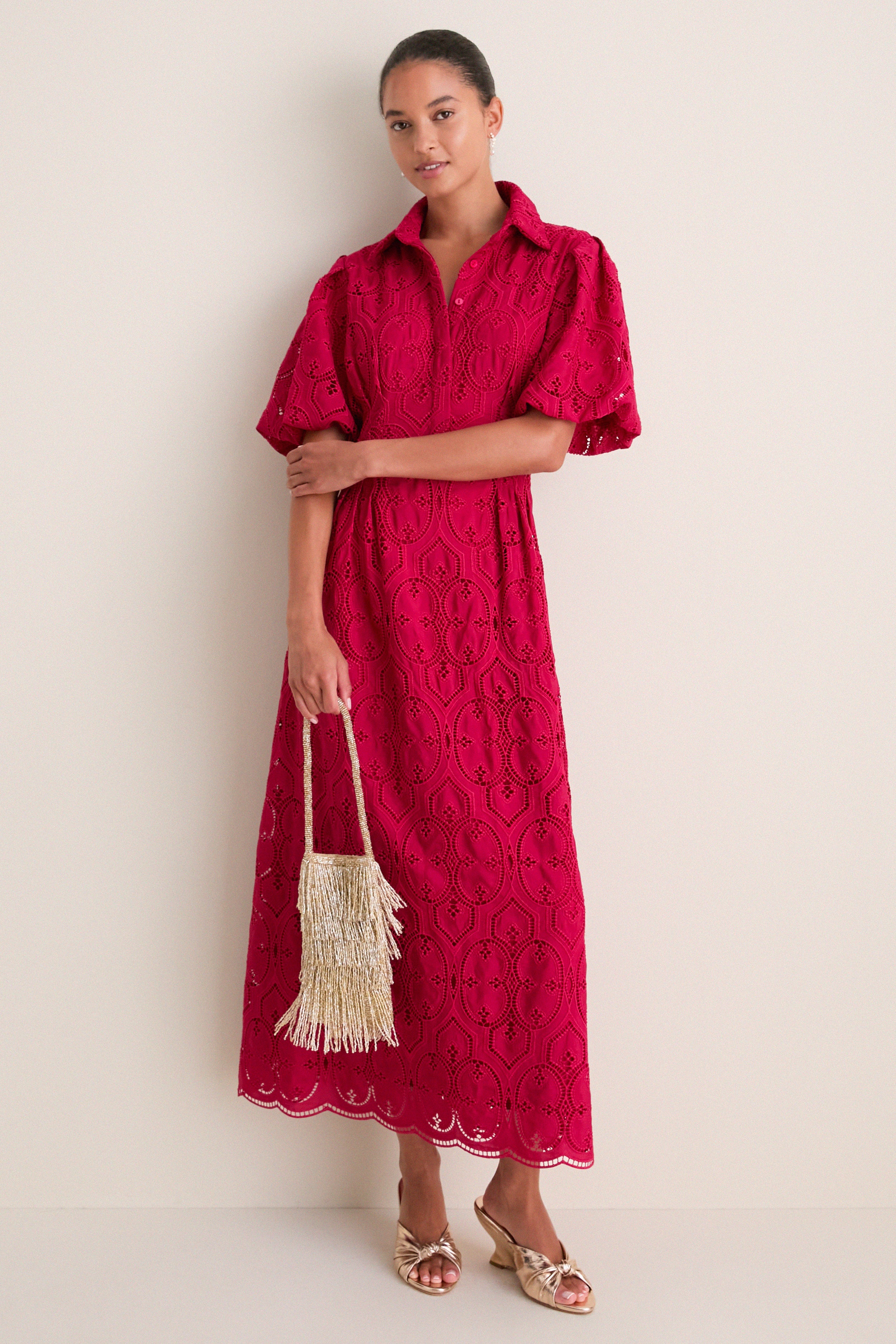 Red Bud Eyelet Delaney Dress