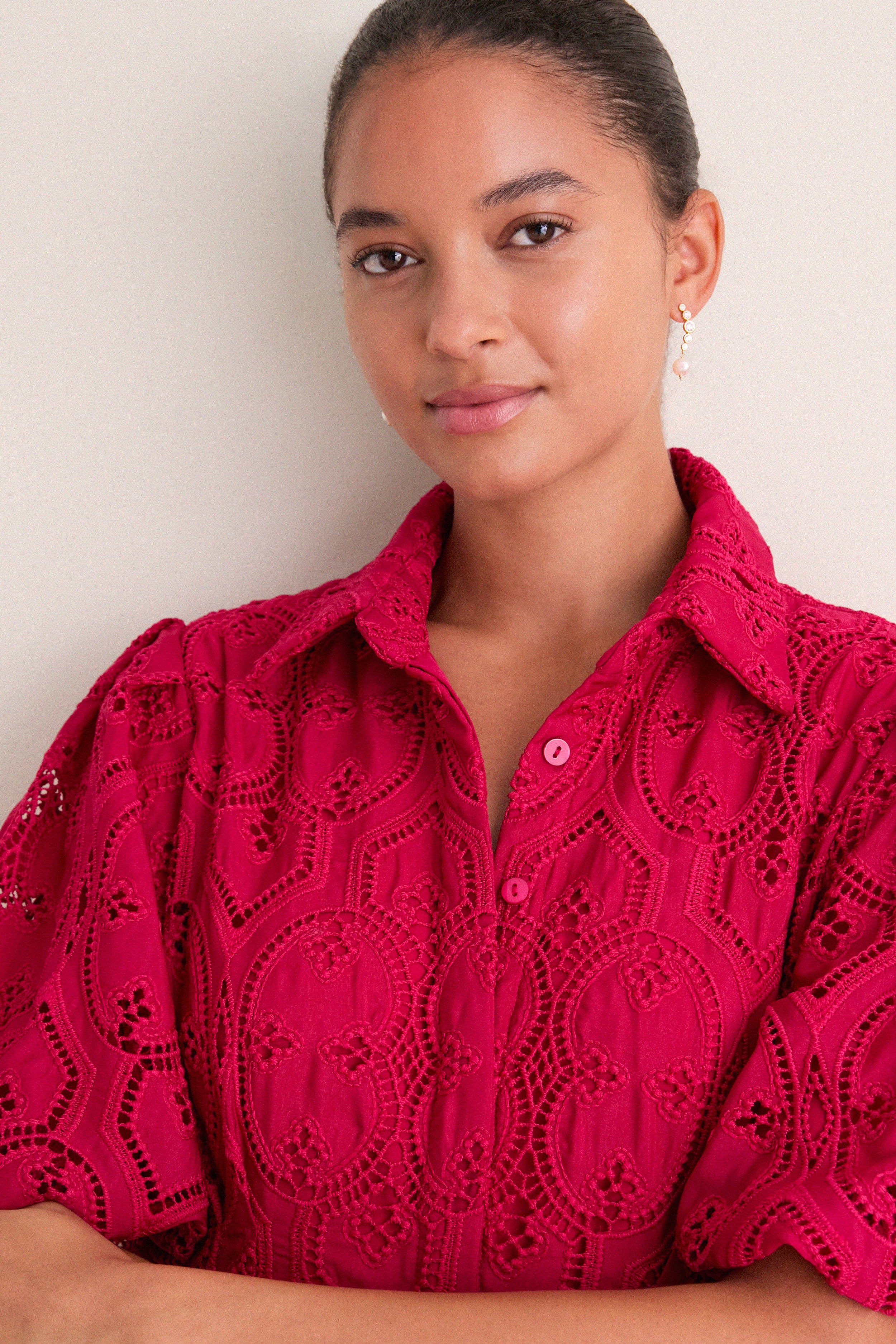 Red Bud Eyelet Delaney Dress
