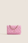 CHANEL Pink Quilted Grained Calfskin Wallet On Chain Shoulder Bag