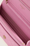 CHANEL Pink Quilted Grained Calfskin Wallet On Chain Shoulder Bag