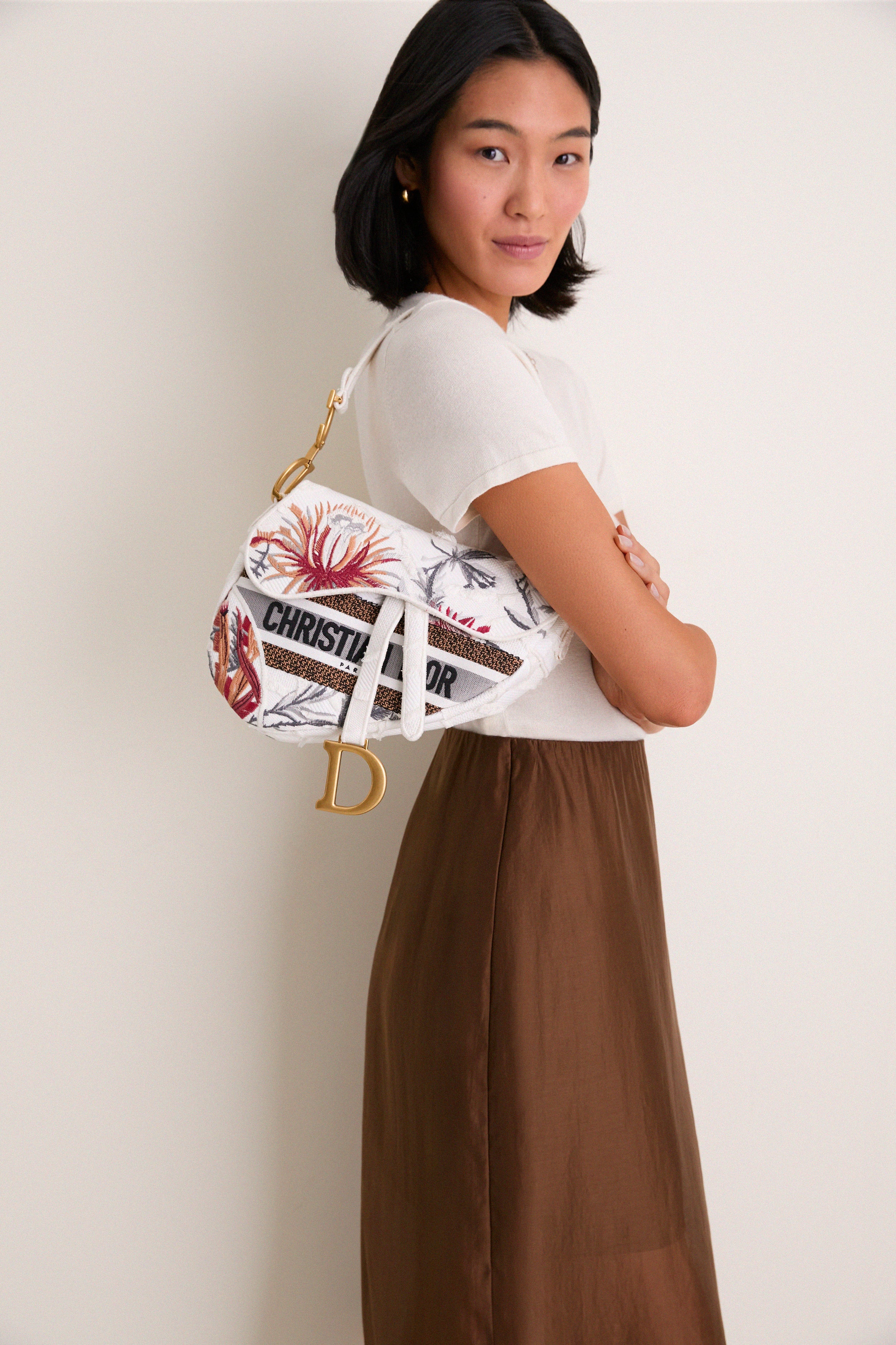 DIOR White Saddle Bag