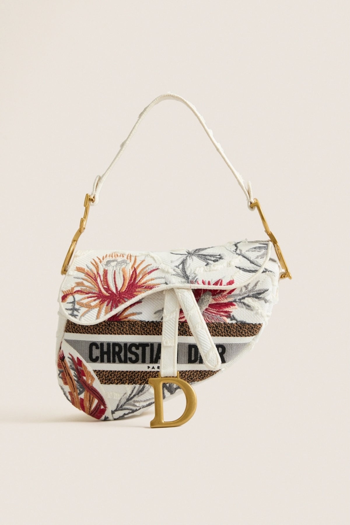 DIOR White Saddle Bag