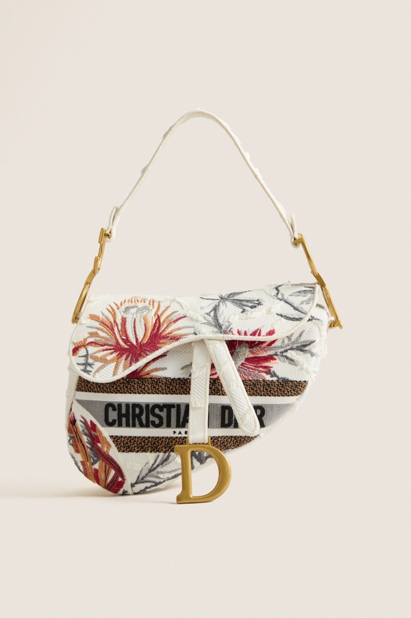 DIOR White Saddle Bag