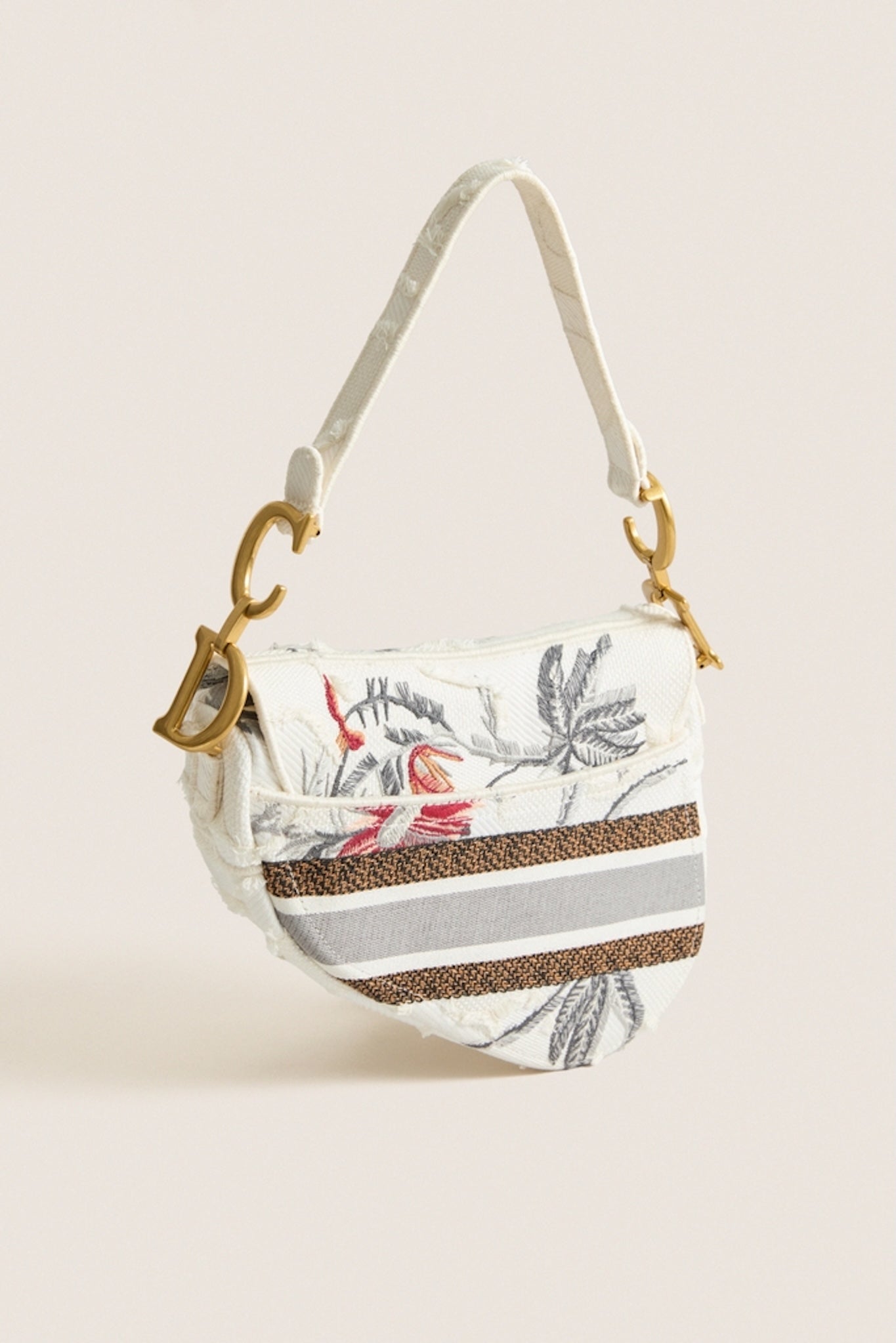 DIOR White Saddle Bag