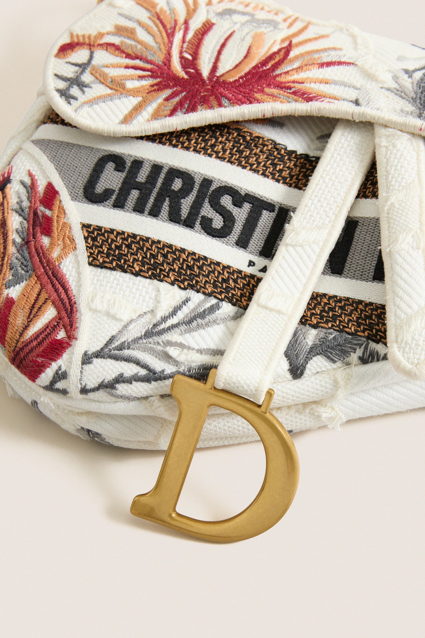 DIOR White Saddle Bag
