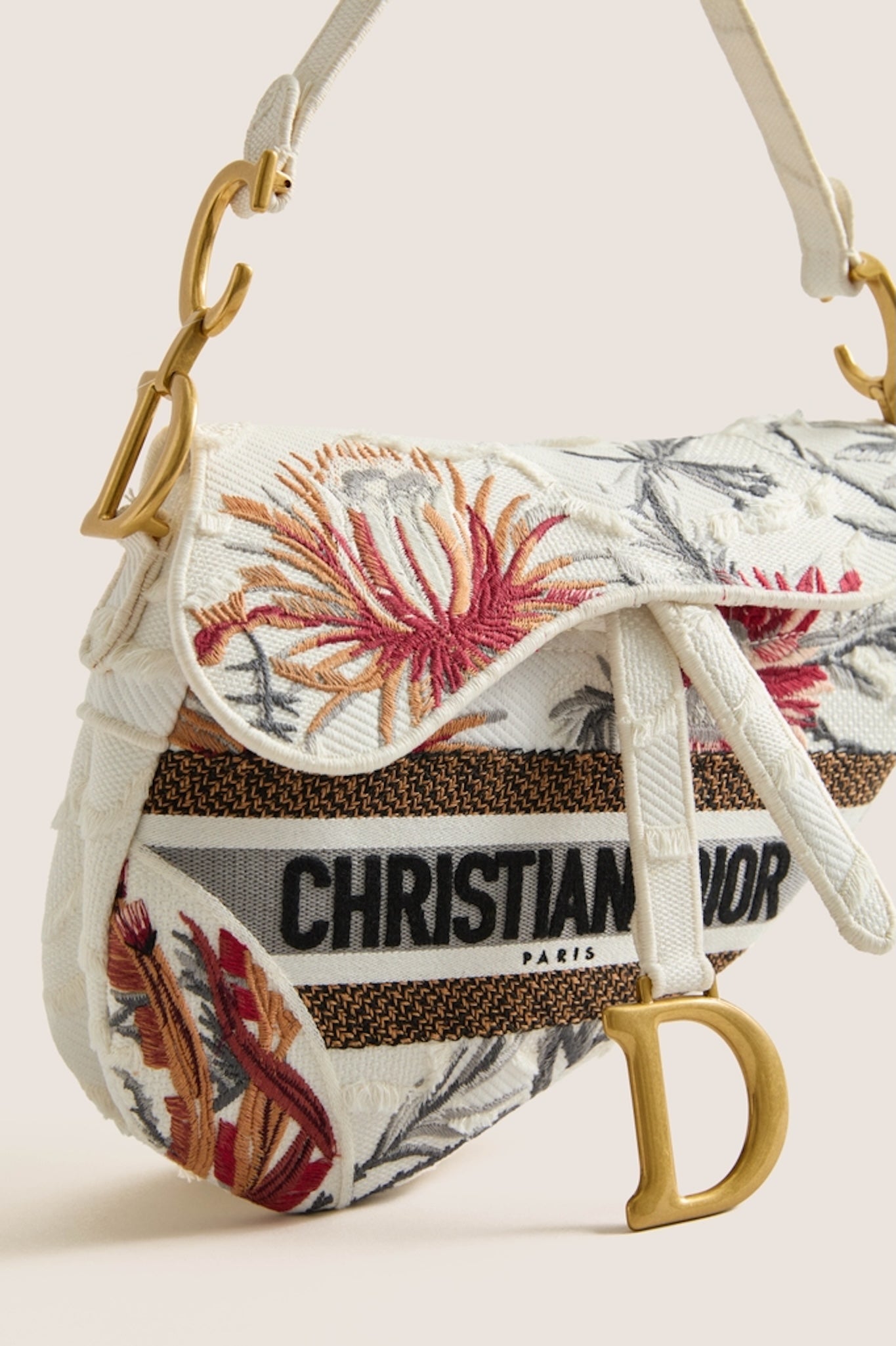DIOR White Saddle Bag
