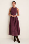 Wine Embroidered Anthea Dress