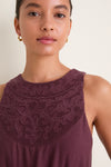 Wine Embroidered Anthea Dress