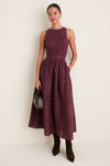 Wine Embroidered Anthea Dress
