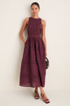 Wine Embroidered Anthea Dress