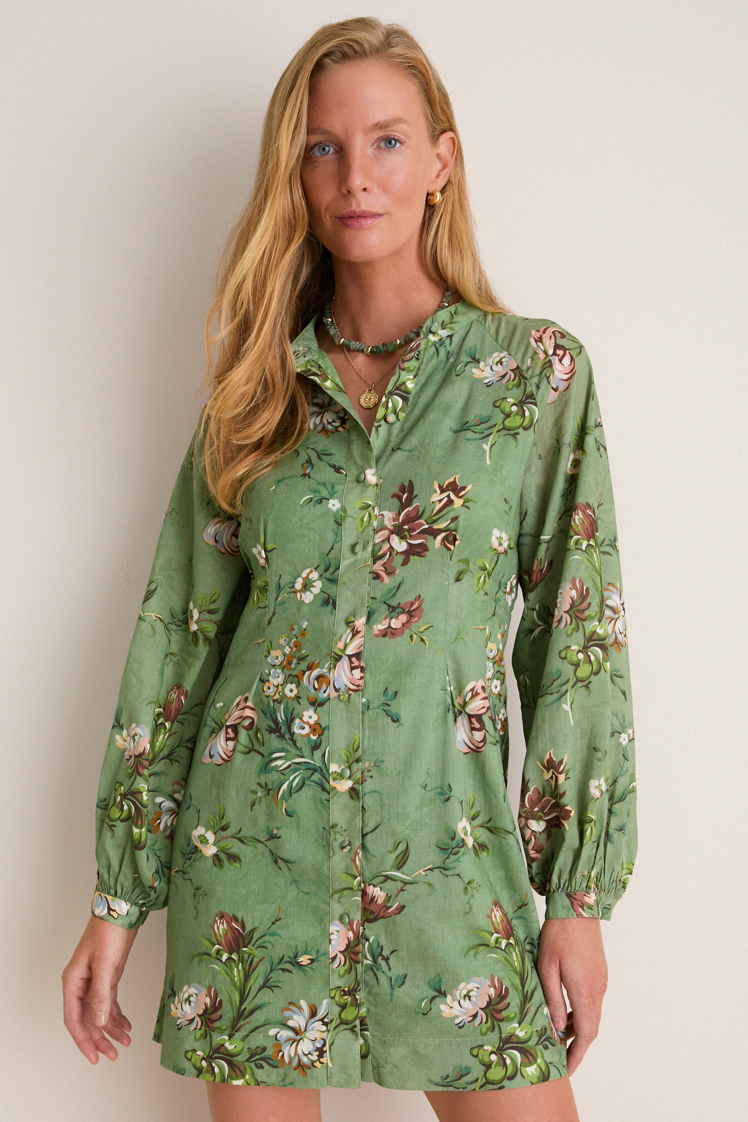 Sage Bouquet Granier Mini Dress