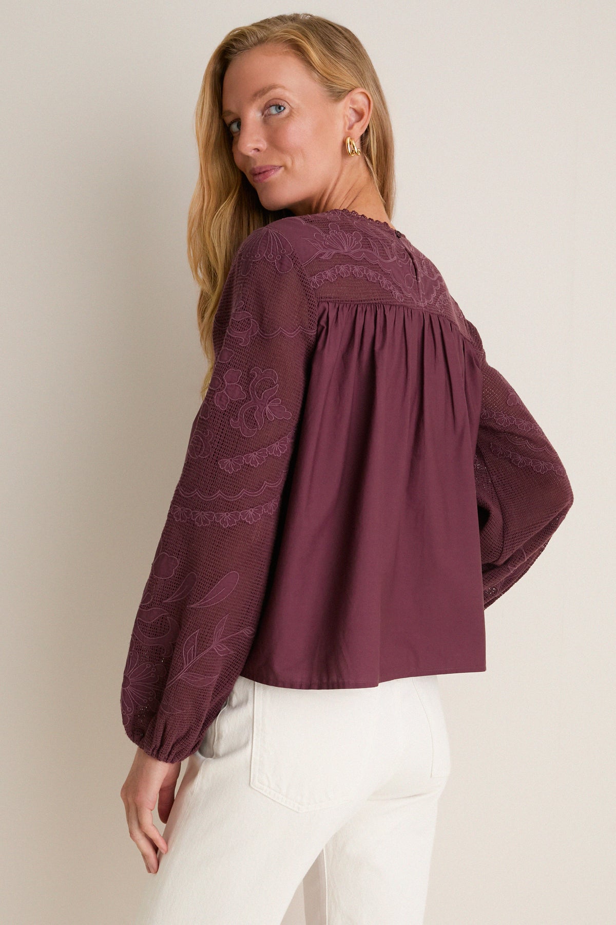 Wine Embroidered Cressida Blouse