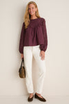 Wine Embroidered Cressida Blouse