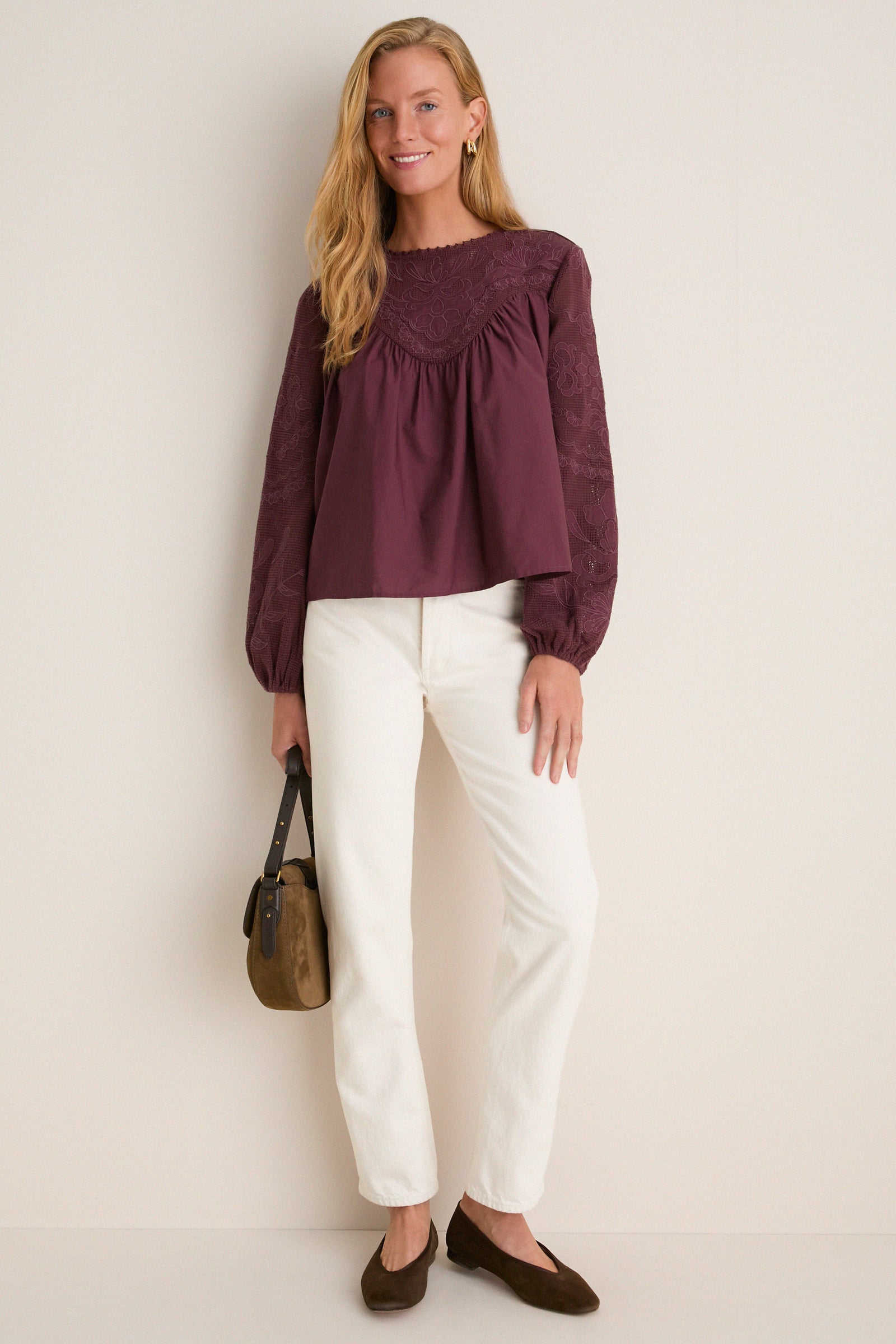 Wine Embroidered Cressida Blouse