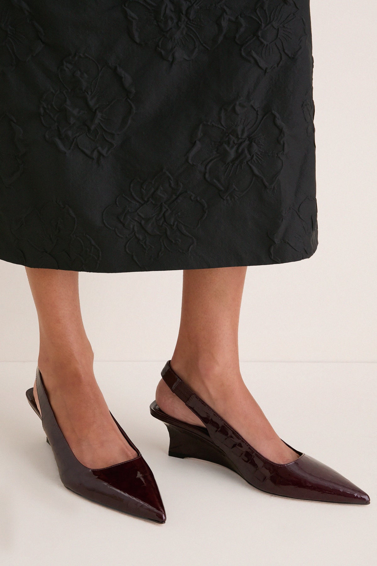 Boysenberry Patent Croc Vinnie 50 Sling Wedges