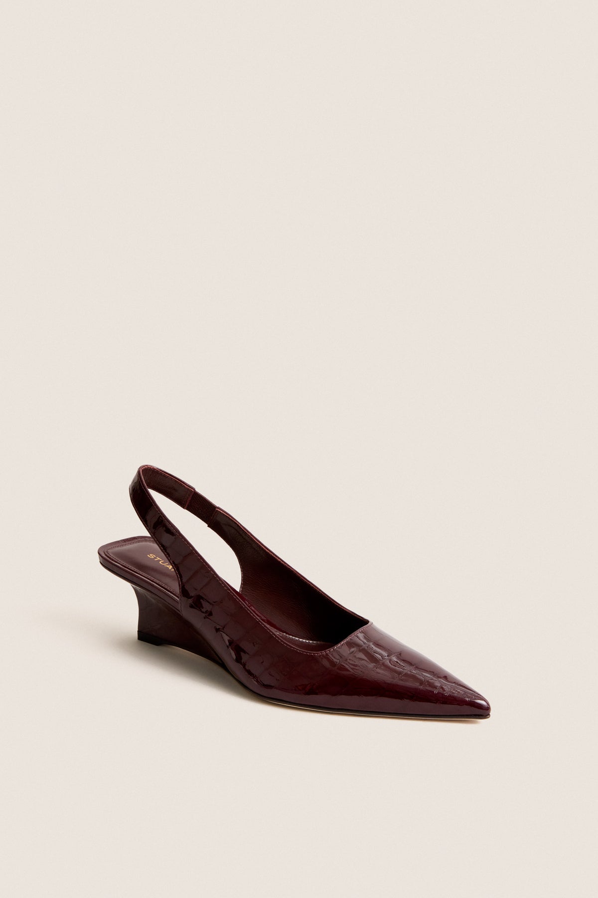 Boysenberry Patent Croc Vinnie 50 Sling Wedges