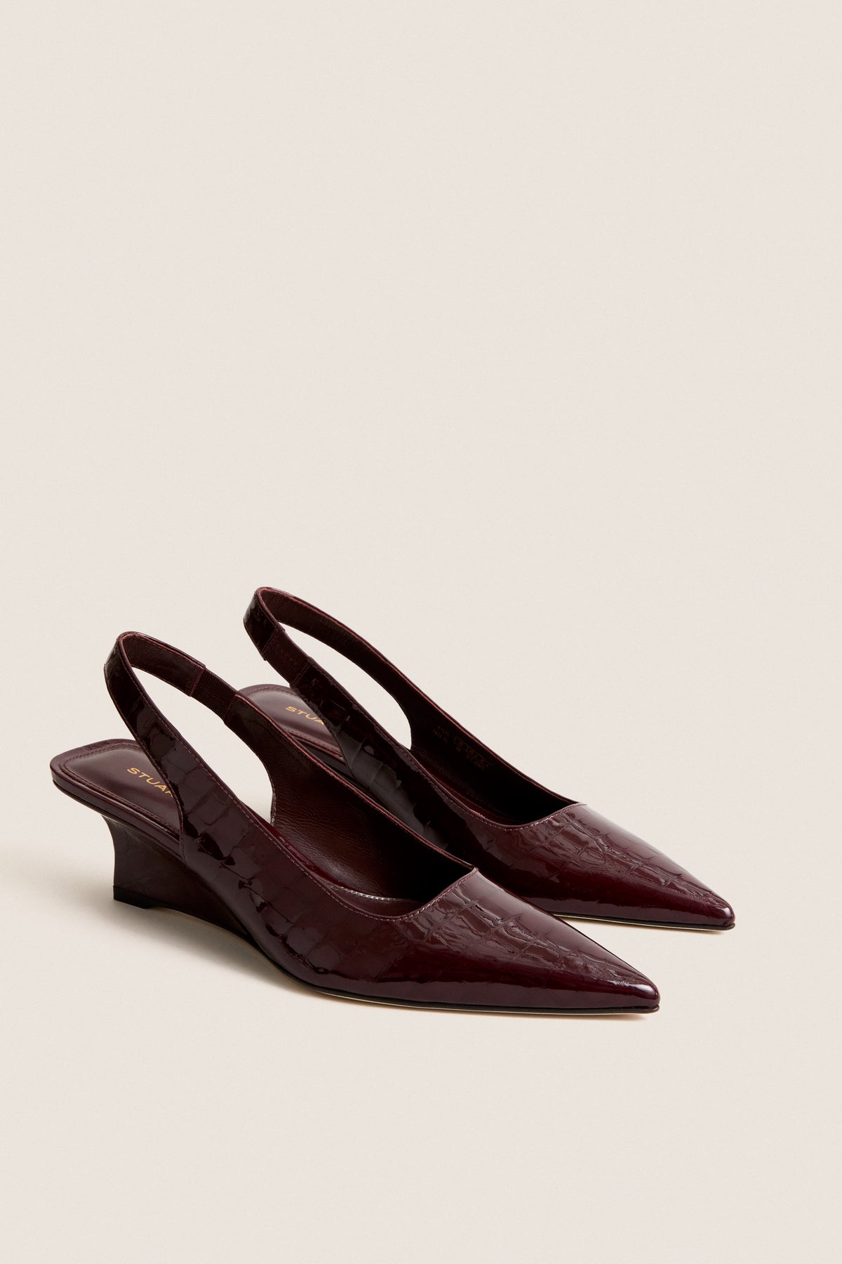 Boysenberry Patent Croc Vinnie 50 Sling Wedges