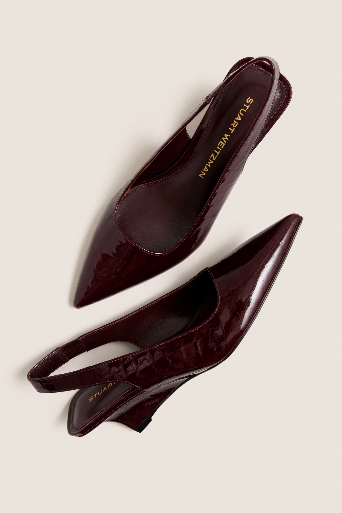 Boysenberry Patent Croc Vinnie 50 Sling Wedges