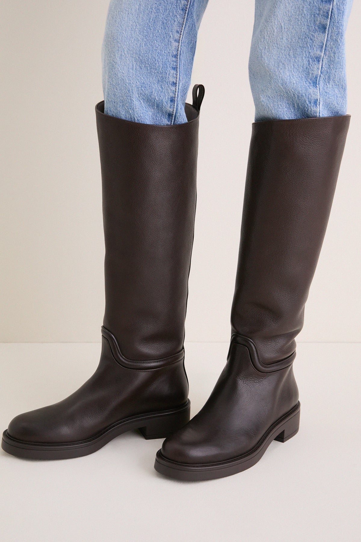 Walnut Grain Leather Celia Riding Boots