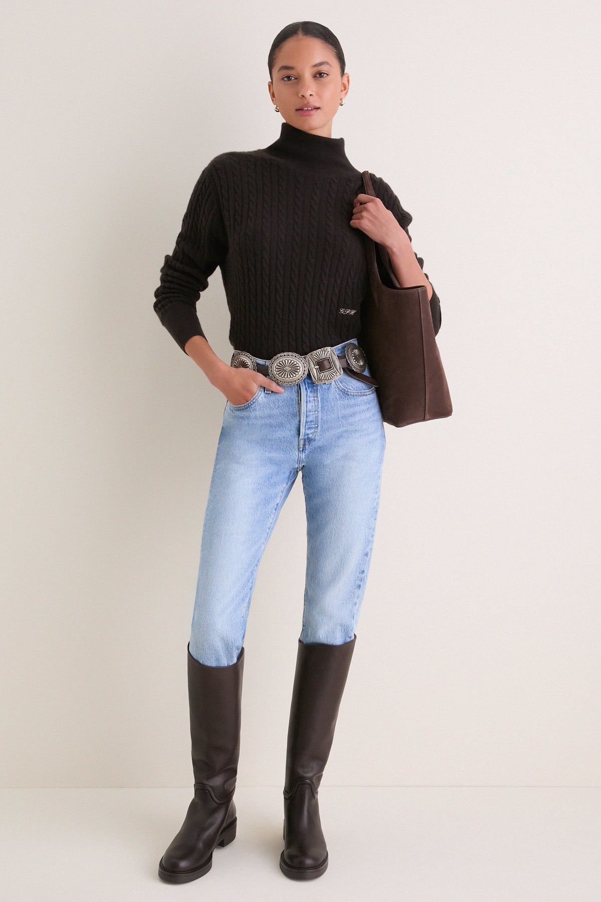 Walnut Grain Leather Celia Riding Boots