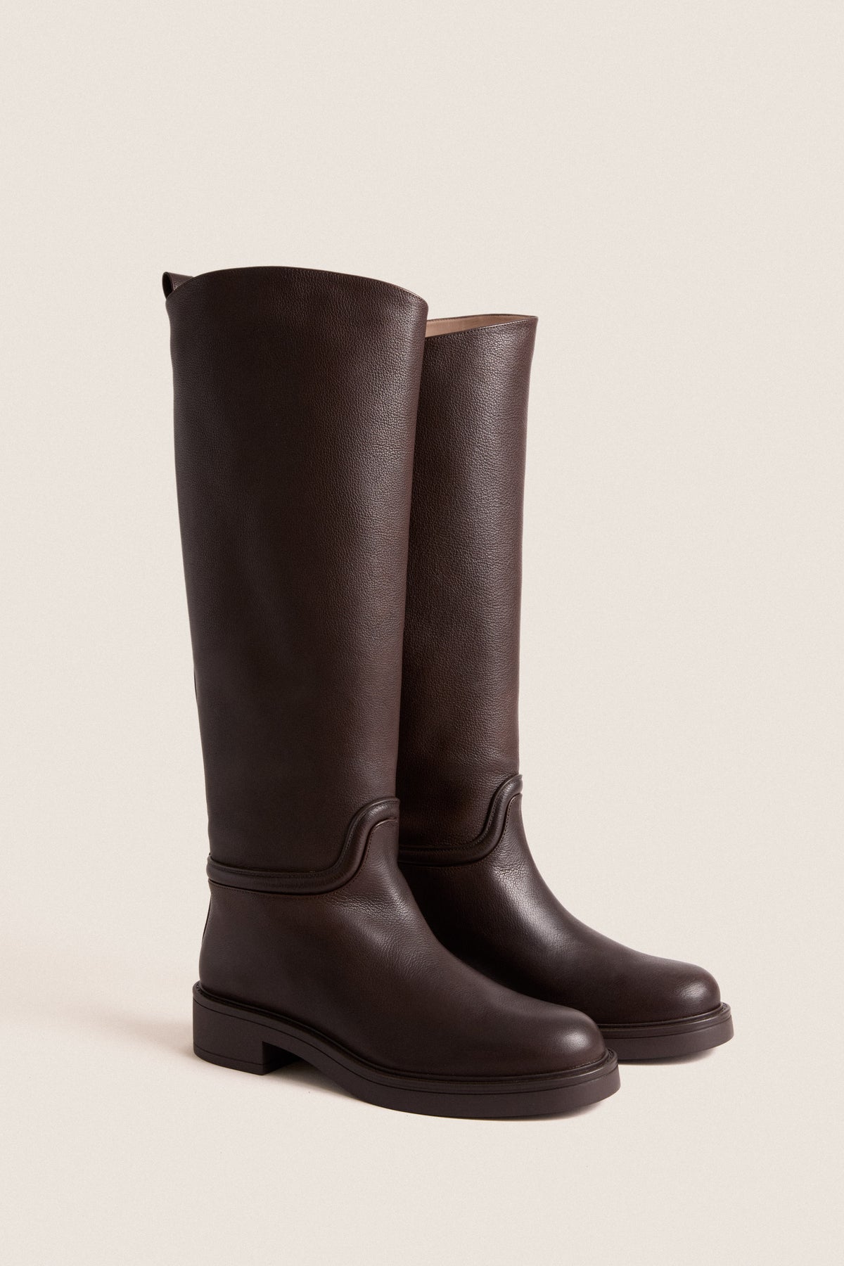 Walnut Grain Leather Celia Riding Boots