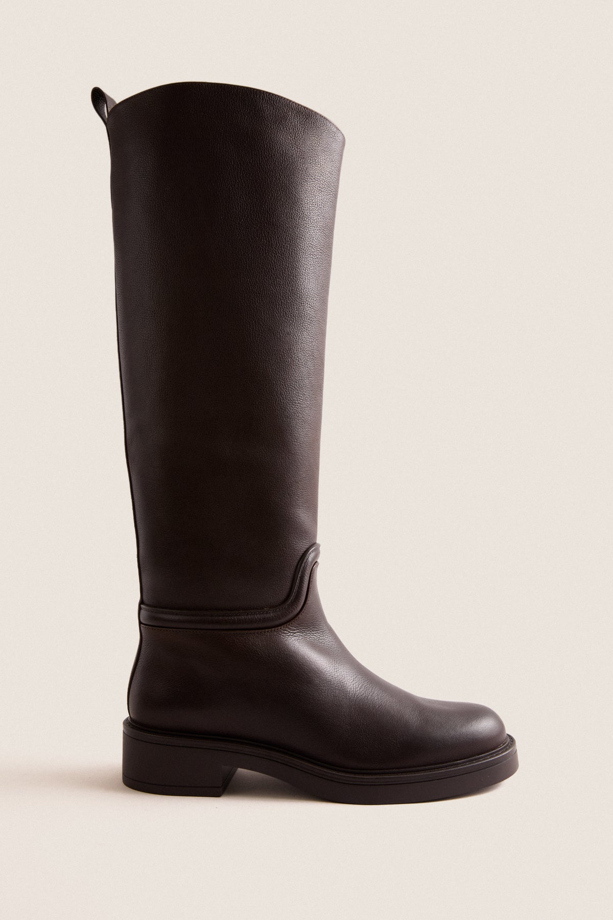 Walnut Grain Leather Celia Riding Boots
