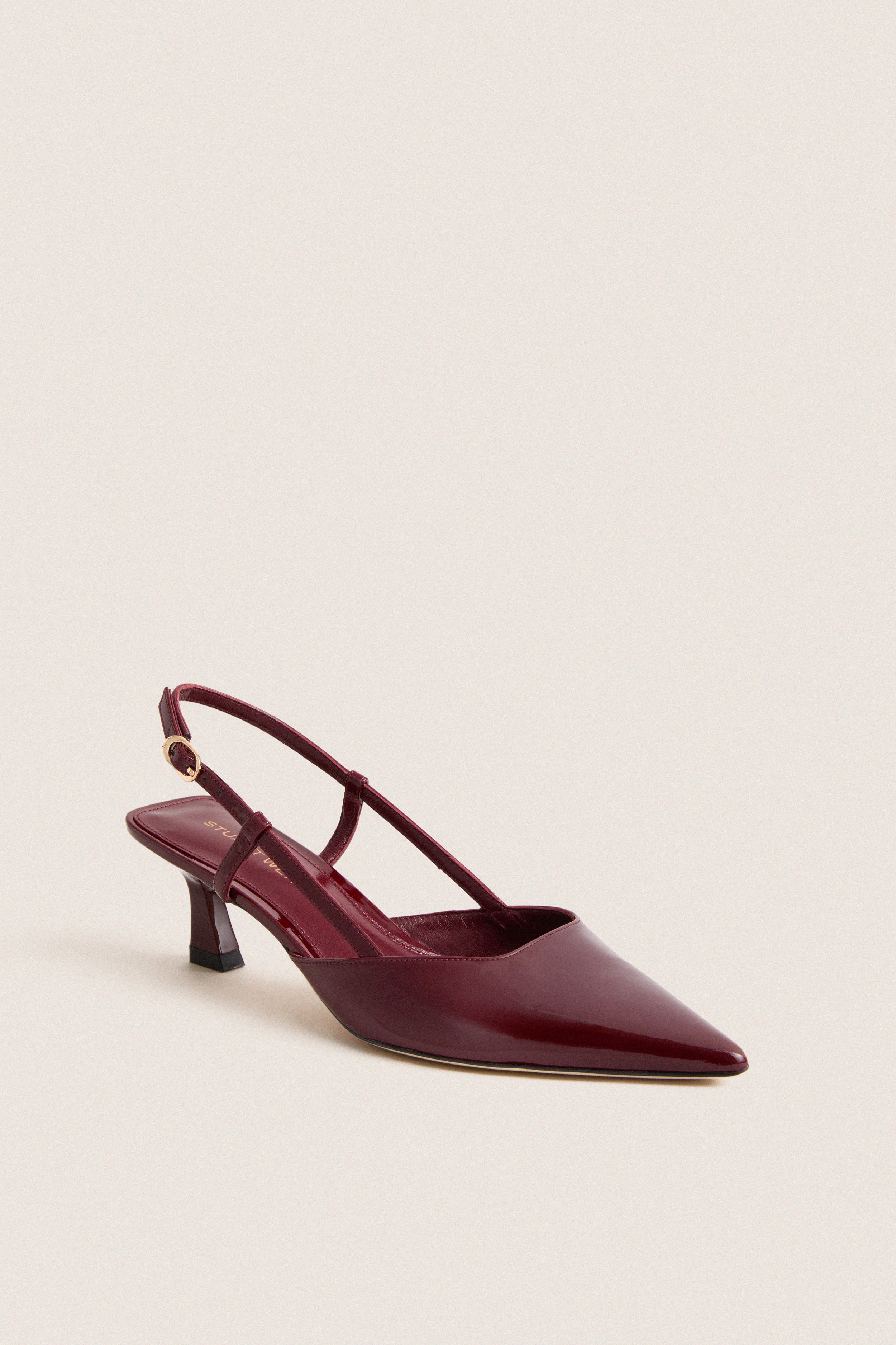 Rosewood Patent Vinnie 50 Sling Back Heels | Stuart Weitzman