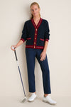 Navy and Red Washable Cashmere Charley Cardigan