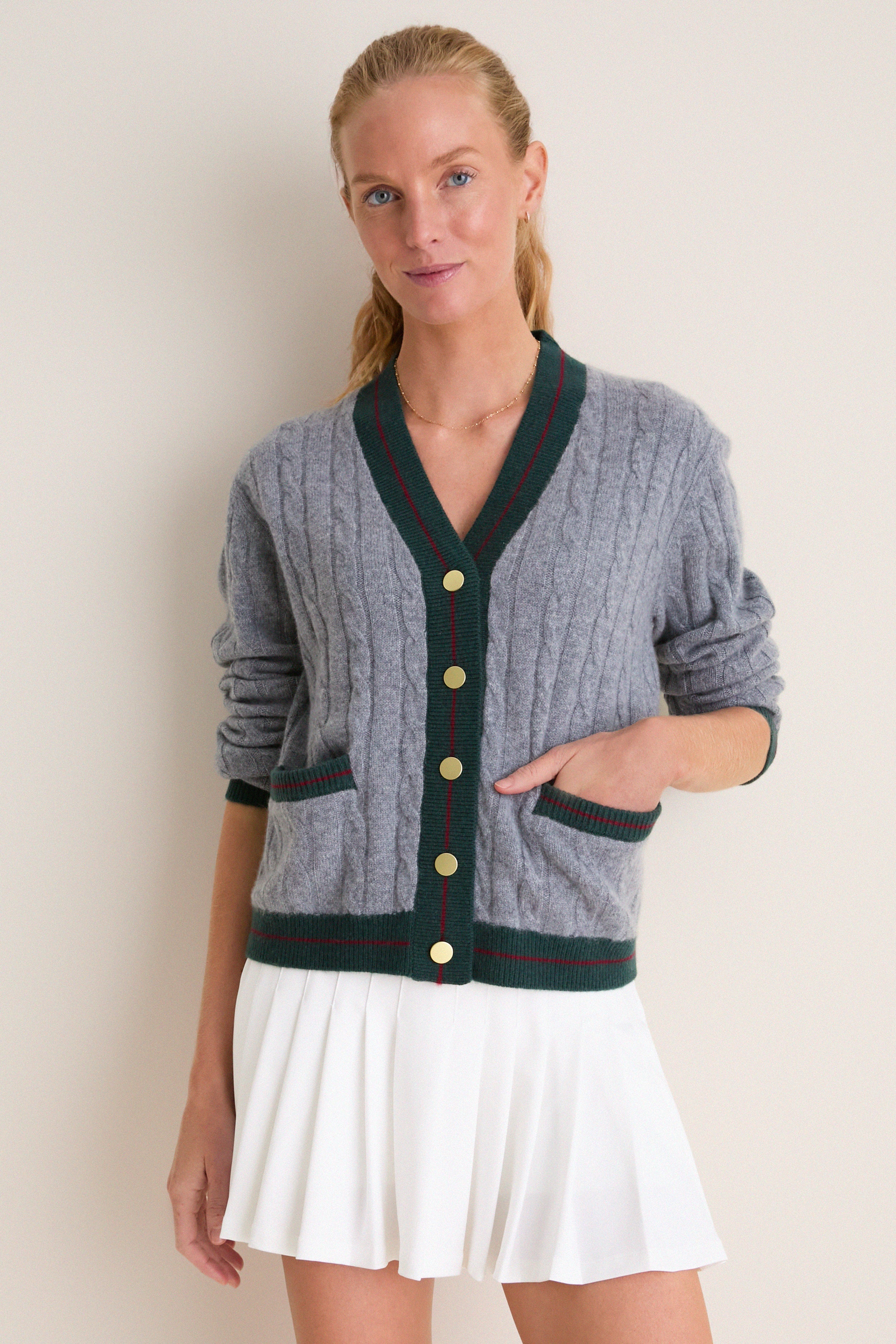 Gray Washable Cashmere Charley Cardigan