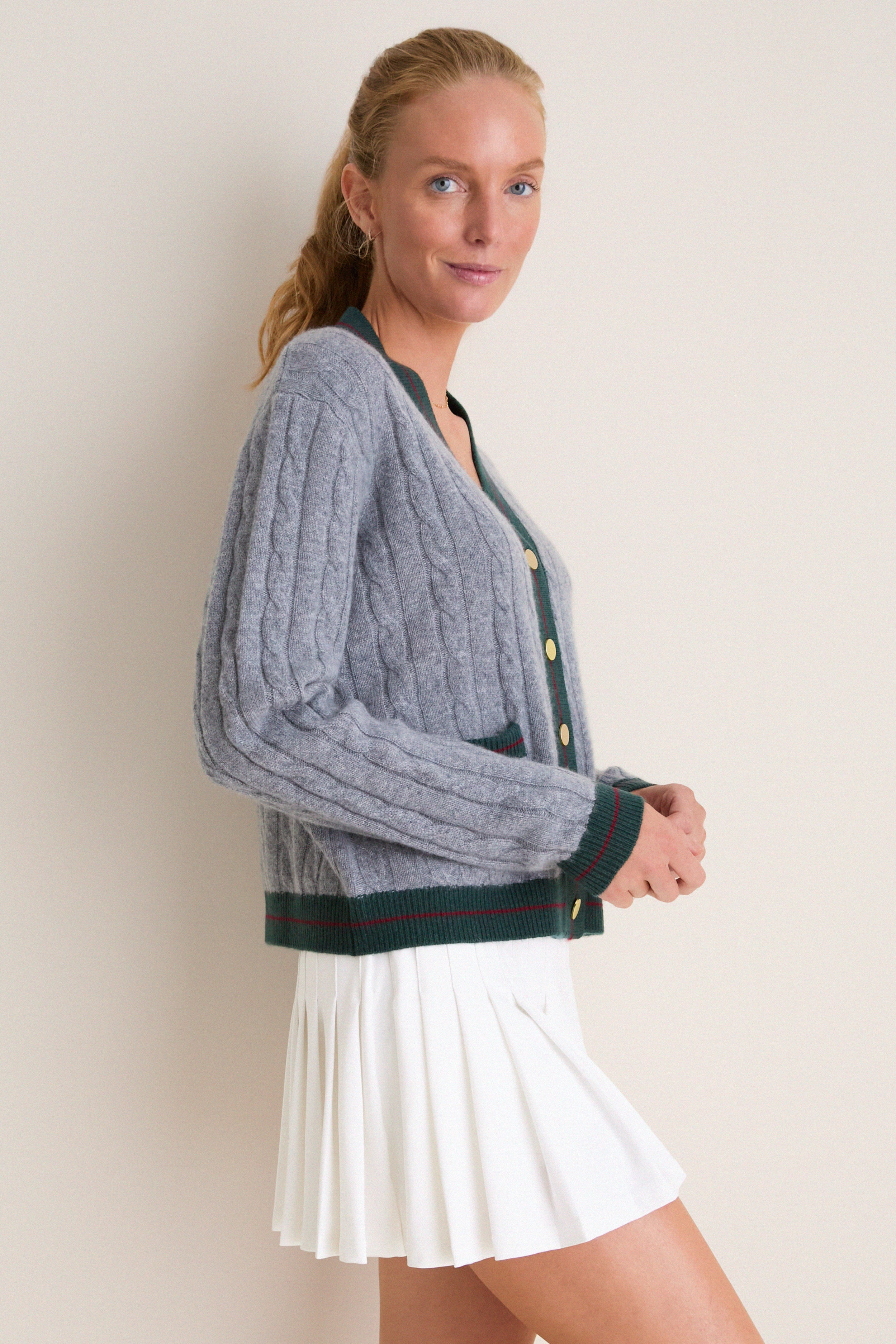 Gray Washable Cashmere Charley Cardigan