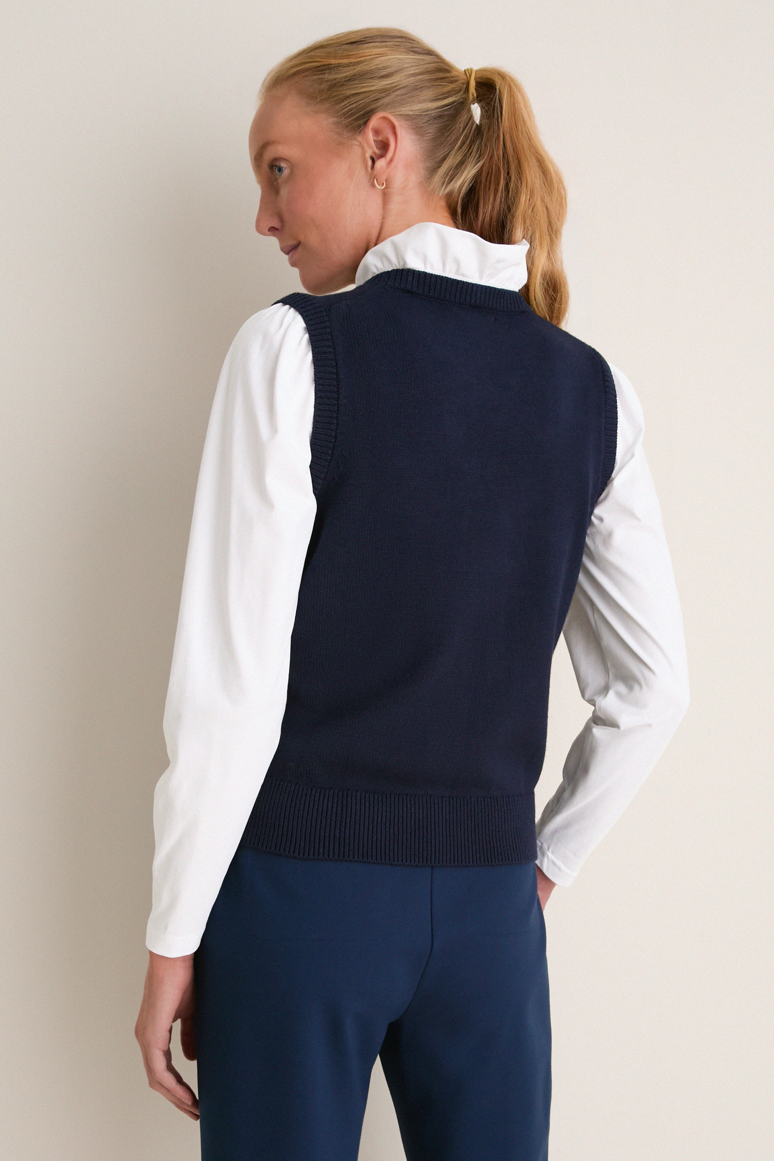 Navy Argyle Eileen Sweater Top